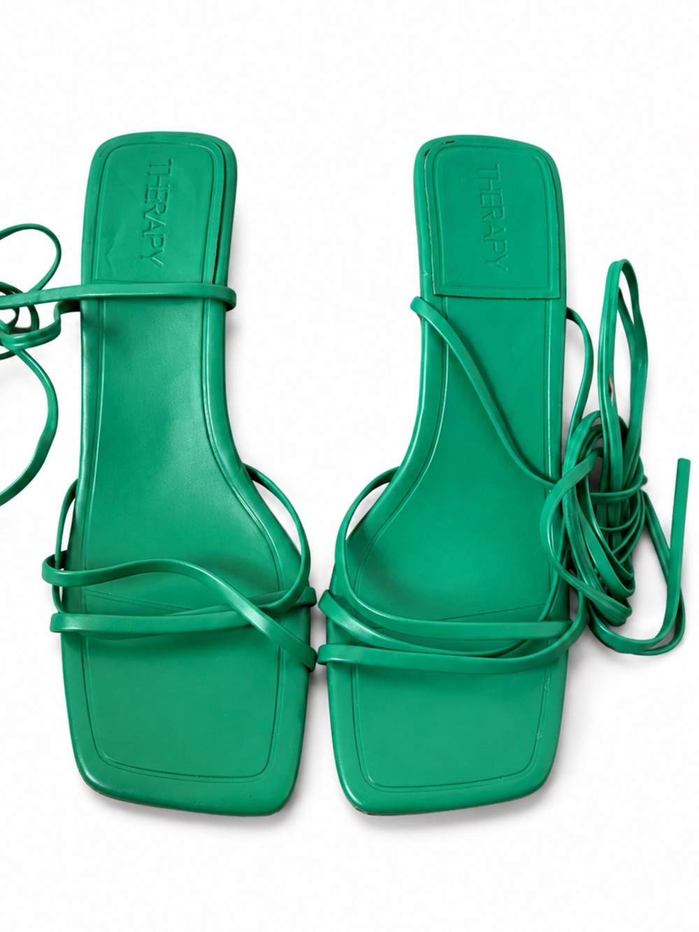 Therapy Green Strappy Square Toe Heels